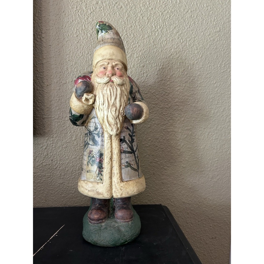VTG Decoupaged Santa Clause Christmas Old World‎  Holiday 17 in.